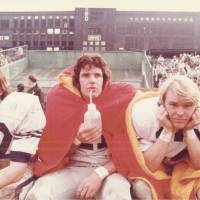 Utah State University players watch the 1971 game between Utah State and an all-Kansai collegiate team at Koshien Stadium in Nishinomiya, Hyogo Prefecture | AKIRA FURUKAWA