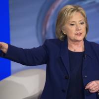 Democratic presidential candidate Hillary Clinton speaks Wednesday in Derry, New Hampshire. | AP