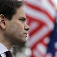Republican presidential candidate Sen. Marco Rubio speaks at a rally Sunday in Franklin, Tennessee. | AP