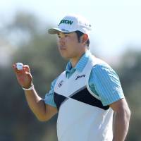 Hideki Matsuyama is tied with Rickie Fowler in second place at the Phoenix Open. | KYODO