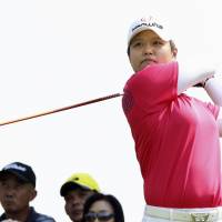 Harukyo Nomura plays a shot during the final round of the Honda LPGA Thailand on Sunday. | KYODO