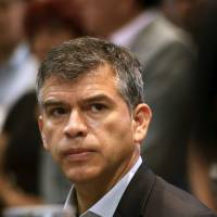 Presidential candidate Julio Guzman attends a news conference after Peru\'s electoral board excluded him from the presidential election in Lima on Thursday. | REUTERS