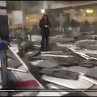 A video uploaded by a Twitter user shows extensive damage caused by two bomb blasts inside Brussels airport. | AP