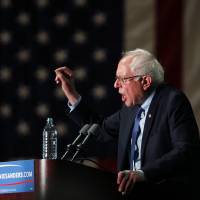 Democratic presidential candidate Sen. Bernie Sander speaks at a campaign rally at the Phoenix Convention Center in Phoenix, Arizona, Tuesday. | AP