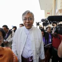 Writer and academic Htin Kyaw arrives at the parliament in Naypyitaw on Feb. 1. | REUTERS