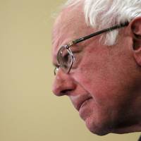 Democratic presidential candidate Sen. Bernie Sanders speaks at a campaign rally at the Twin Arrows Navajo Casino Resort in Flagstaff, Arizona, on Thursday. | AP