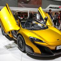 A McLaren 675LT luxury automobile, manufactured by McLaren Automotive Ltd., on display at the 86th Geneva International Motor Show. | BLOOMBERG