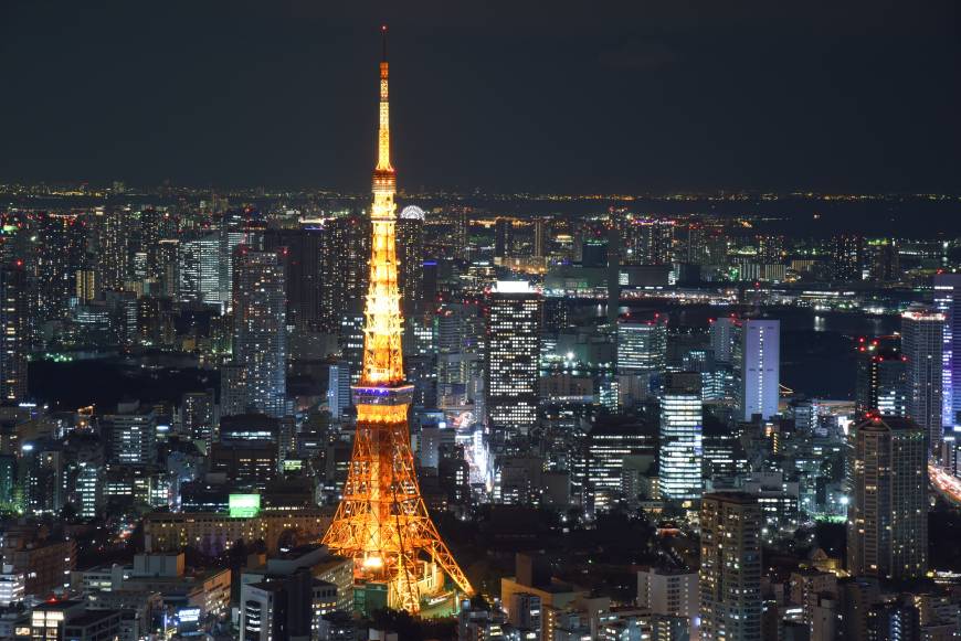 Tokyo Tower is seen last Thursday from Tokyo City View, an observation deck at the Roppongi Hills complex, in Minato Ward.