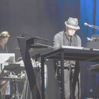 On stage: Ryuichi Sakamoto (front) and Christian Fennesz perform with YMO at the Fuji Rock Festival in 2011. | JAMES HADFIELD