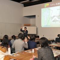 Masayuki Yamamichi, special adviser to the ambassador of Benin to Japan, speaks about projects supporting Benin at a seminar in Tokyo on March 4. | YOSHIAKI MIURA