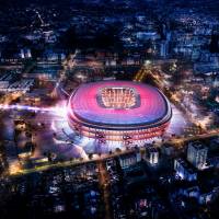 A hand-out computer rendered image provided by FC Barcelona shows the projected renovation of Barcelona\'s Camp Nou stadium. | AFP-JIJI