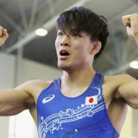 Sosuke Takatani beat Uzbek Rashid Kurbanov 4-2 in the 74-kg class men\'s freestyle semifinals at the Asian qualifying tournament on Friday in Astana. | KYODO