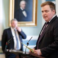 Iceland Prime Minister Sigmundur David Gunnlaugsson speaks Monday during a parliamentary session in Reykjavi. Iceland\'s president on Tuesday refused a request from the prime minister to dissolve parliament and call a new election amid a dispute over the premier\'s offshore tax affairs. | AP