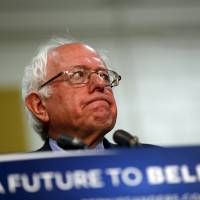 U.S. Democratic presidential candidate Bernie Sanders speaks at a campaign event at Purdue University in West Lafayette, Indiana, Wednesday. | REUTERS