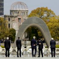 U.S. Secretary of State John Kerry was one of the record number of tourists who visited Hiroshima this past fiscal year. | REUTERS