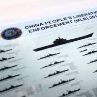 A chart identifying Chinese military ships is pictured on the bridge of the Maritime Self-Defense force ship Umigiri before joint exercises with the Australian navy in Sydney. | REUTERS