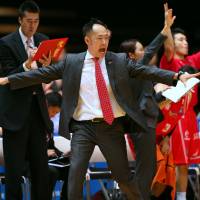 Hamamatsu Higashimikawa Phoenix coach Tomoya Higashino, seen in a file photo from September 2015, guided his club to an 84-77 win over the Ryukyu Golden Kings on Sunday. | KIYOSHI MIO