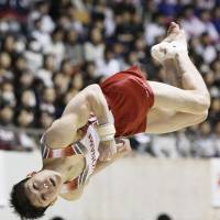 Kohei Uchimura performs at the national gymnastics championships at Yoyogi National Gymnasium on Sunday. | KYODO