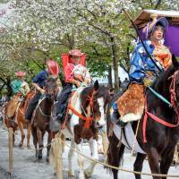 A parade of the horses and riders, dressed in colorful period attire, kicks off the event.  |  SATOKO KAWASAKI