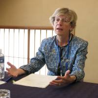 OECD chief economist Catherine Mann speaks during an interview in Sendai on Friday. | KAZUAKI NAGATA