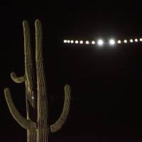 Solar Impulse 2, a solar powered airplane piloted by Swiss adventurer Bertrand Piccard, takes off from  Phoenix Goodyear Airport bound for Tulsa International Airport Thursday. | SI2 / JEAN REVILLARD / HANDOUT VIA REUTERS
