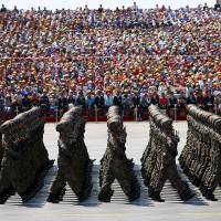 Chinese People\'s Liberation Army soldiers march during the military parade to mark the 70th anniversary of the end of World War II in Beijing last September. | REUTERS
