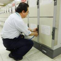 All coin lockers at JR Tokyo Station are locked up Tuesday ahead of the Group of Seven summit on Thursday. | KYODO
