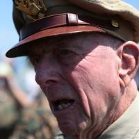 Former U.S. Army Air Corps Capt. Jerry Yellin attends the 71st Commemoration of the Battle of Iwojima on Iwoto island on March 19. | III MARINE EXPEDITIONARY FORCE COMBAT CAMERA
