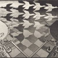 M.C. Escher\'s \"Day and Night\" (1938) | ALL M.C. ESCHER WORKS &#169;  THE M.C. ESCHER COMPANY B.V. &#8212; BAARN &#8212; HOLLAND, WWW.MCESCHER.COM
