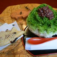 Shaved ice smothered with green tea syrup and sweet beans | J.J. O\'DONOGHUE
