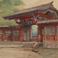 Fusetsu Nakamura\'s \"Temple Gate of Zojo-ji in Shiba\" (1890) | NAKAMURAYA SALON MUSEUM OF ART