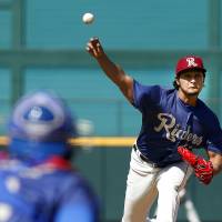 Yu Darvish pitches during his rehab start for the Double-A Frisco RoughRiders on Sunday in Frisco, Texas. | USA TODAY / REUTERS