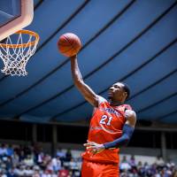 Osaka Evessa forward Lawrence Blackledge, seen when he played for the Iwate Big Bulls last season, and his teammates face the Ryukyu Golden Kings this weekend in the Western Conference semifinals. | IWATE BIG BULLS/BJ-LEAGUE