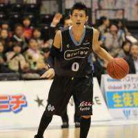 Kyoto swingman Kyosuke Setoyama, seen in a file photo, dished out three assists in the Hannaryz\'s 88-77 win over the Lakestars in Sunday\'s Western Conference semifinals. | KYOTO HANNARYZ/BJ-LEAGUE