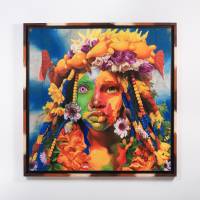 Ashley Bickerton\'s \"Kid 3\" (2016, oil and acrylic on jute, 184.5 × 7 × 184.5 cm) | AFP-JIJI