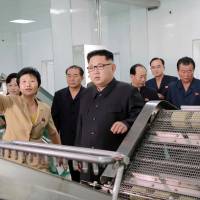 North Korean leader Kim Jong-Un inspects the newly built Ryugyong pickle factory in Pyongyang in this June 10 photo. U.S. institute warns Pyongyang may be 'significantly' upping nuclear bomb output