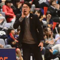 Tomohiro Moriyama, seen here during his stint as the Rizing Fukuoka coach, is set to lead the Fukushima Firebonds in the new B. League. Fukushima brings in Moriyama as new coach