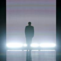 Republican U.S. presidential candidate Donald Trump appears onstage in a blaze of lights at the Republican National Convention in Cleveland on Monday. | REUTERS