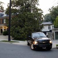 Democratic presidential candidate Hillary Clinton departs her residence July 7 in Washington. | AP