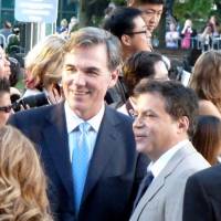Former Oakland Athletics general manager Billy Beane (center), seen in a September 2011 photo, helped popularize analytics and sabermetrics in Major League Baseball. Bean now serves as Oakland\'s executive vice president of baseball operations. | GABBOT/CC-BY-2.0