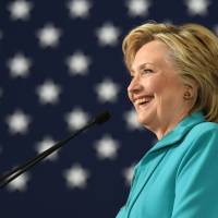 Democratic presidential candidate Hillary Clinton speaks at a Thursday campaign event in Reno, Nevada. Clinton said Sunday she was certain no revelations from emails or foreign entities\' ties to her husband\'s charitable foundation will derail her bid for the U.S. presidency. \"I am sure, and I am sure because I have a very strong foundation of understanding about the foundation\" and the good work it has done, the Democratic candidate said in an interview with MSNBC. | AFP-JIJI