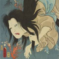 \"Parody of Thirty-six Poems: Ghost of Kasane with the Poem of Fujiwara no Toshiyuki Ason\" by Kunisada Utagawa (Toyokuni III) | OTA MEMORIAL MUSEUM OF ART