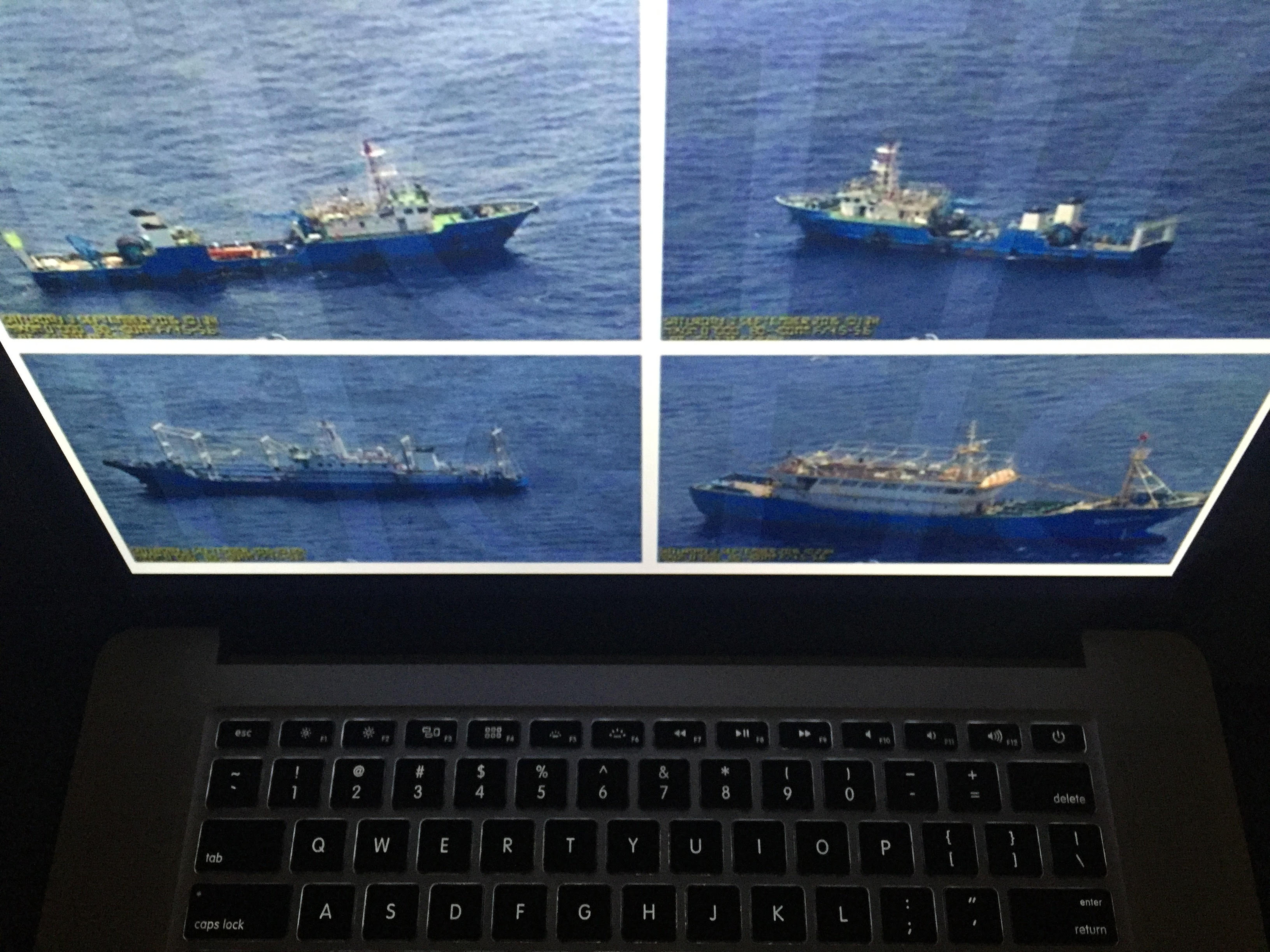 Photographs of apparent Chinese coast guard ships and barges at the disputed Scarborough Shoal in the South China Sea were released by the Philippine government just hours before the Chinese premier attended a summit with Southeast Asian leaders on Wednesday. | AP