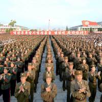 A Pyongyang square hosts a rally in celebration of a recent nuclear test, in this undated photo released on Sept. 13. | REUTERS
