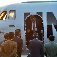 United Nations Special Envoy for Yemen Ismail Ould Cheikh Ahmed steps out of a U.N. plane at Sanaa International Airport upon his arrival for a two-day visit on Sunday. The pro-government Arab coalition stepped up airstrikes on Iran-backed rebels in Yemen and clashes .raged on the ground as warring parties ignored a U.N call to renew a fragile cease-fire. | AFP-JIJI