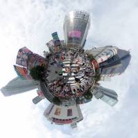 Shibuya\'s scramble crossing in Tokyo is captured as a tiny planet in this Sept. 25 image. | YOSHIAKI MIURA