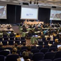 Commissioners attend the plenary session of the International Whaling Committee in Portoroz, Slovenia, on Thursday. | AP