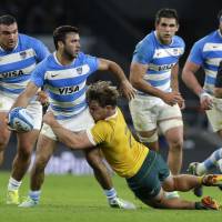 Three years before the 2019 Rugby World Cup brings a global audience to Tokyo, Argentina and Australia clashed in a Rugby Championship match last weekend in London. | AP