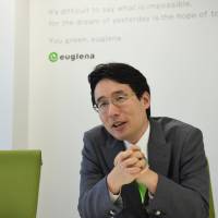 Euglena Co. President Mitsuru Izumo is interviewed on Oct. 24 at his headquarters in Minato Ward, Tokyo. | SATOKO KAWASAKI