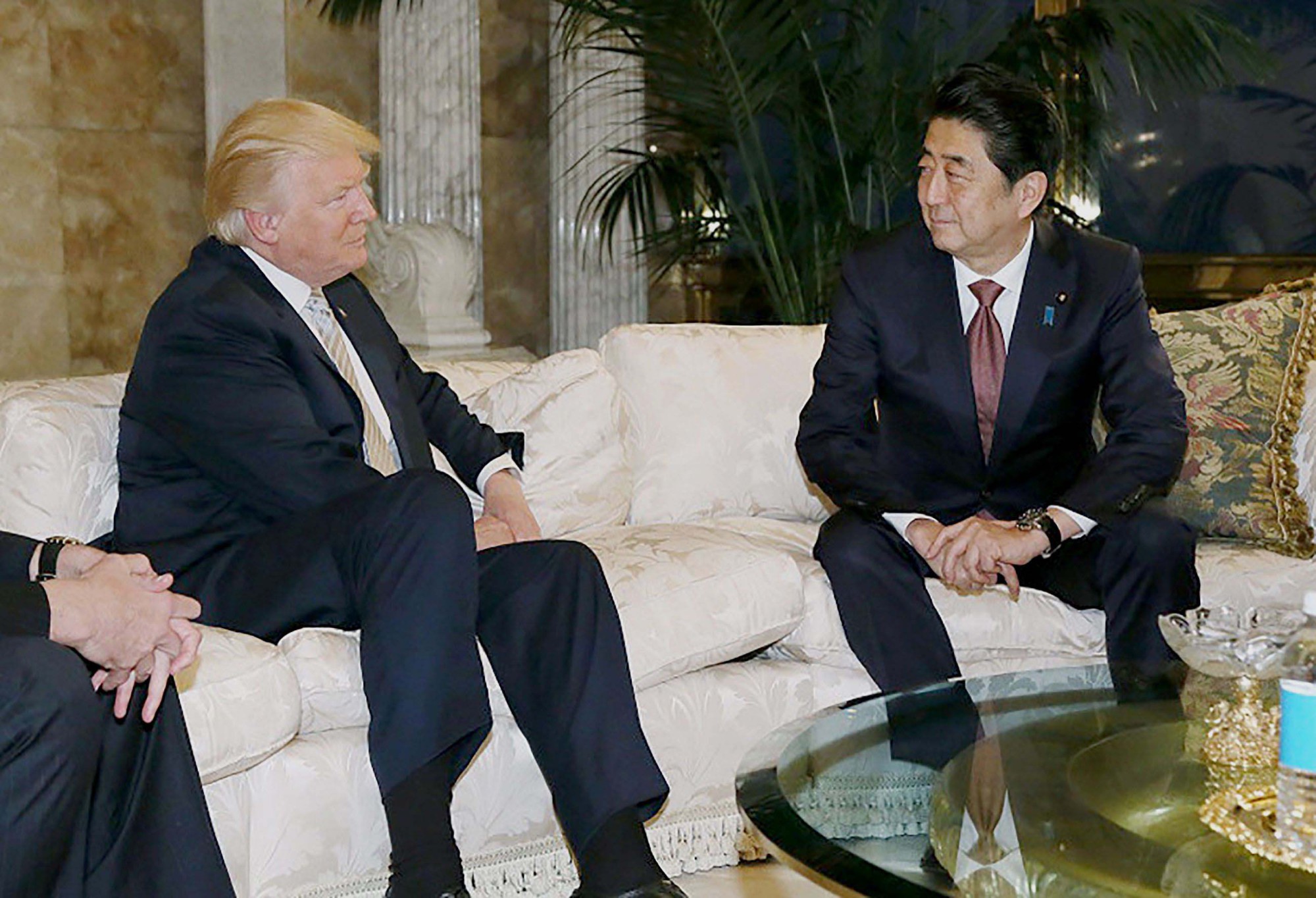 Prime Minister Shinzo Abe meets with U.S. president-elect Donald Trump for the first time in New York on Nov. 17. | AFP-JIJI